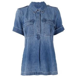 NWOT! Equipment Femme Denim Short Sleeve Pullover Two-Pocket Top, Size M